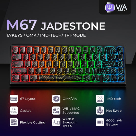 XVX M67 JadeStone Interstellar Black Tri-Mode RGB Mechanical Keyboard