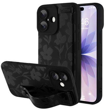 Compatible with iPhone 17 Pro Max Case with Wrist Strap, Cute Floral Flower Pattern, Soft TPU Phone Cover, Adjustable Wristband Kickstand Shockproof Protective Case for Girl Women, Pink