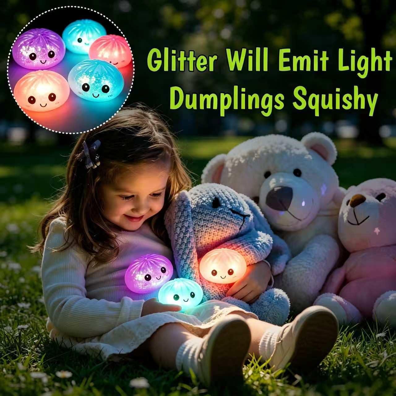 Dumpling Glowing Mystery Box,Dumplings Squishy，Sensory Stress Ball Squeeze Toys for Stress Relief ，Soft Squeeze Decompression Dumplings Stress Balls，Steamer Stretchy Desk Toys (Purple)
