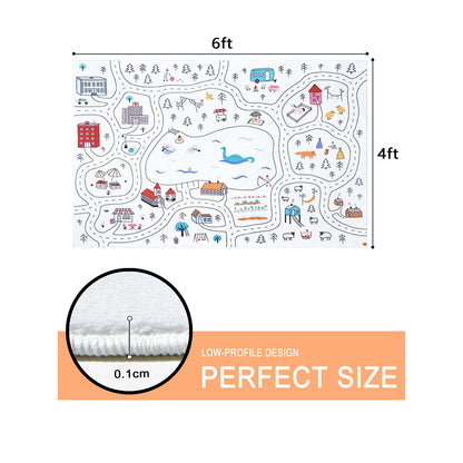 Estmy 3x5 Vintage Woodland Area Rug, Cute Fun Nursery Rugs for Girls Boys Neutral, Thin Pile Faux Wool Soft Stain Resistant Hundred Acre Wood Map Rug, Cartoon Retro Kids Play Rug Infant Playmat