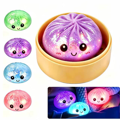 Dumpling Glowing Mystery Box,Dumplings Squishy，Sensory Stress Ball Squeeze Toys for Stress Relief ，Soft Squeeze Decompression Dumplings Stress Balls，Steamer Stretchy Desk Toys (Purple)