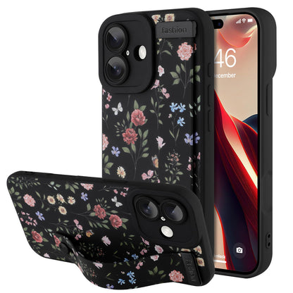 Compatible with iPhone 17 Pro Max Case with Wrist Strap, Cute Floral Flower Pattern, Soft TPU Phone Cover, Adjustable Wristband Kickstand Shockproof Protective Case for Girl Women, Pink