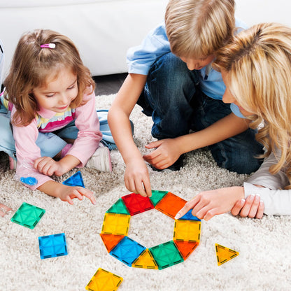 FNJO Magnetic Tiles, 110PCS Magnet Building Set, Magnetic Building Blocks, Construction STEM Learning and Playing Toys for Kids, Montessori Toy for Preschool Boys Girls